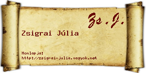 Zsigrai Júlia névjegykártya